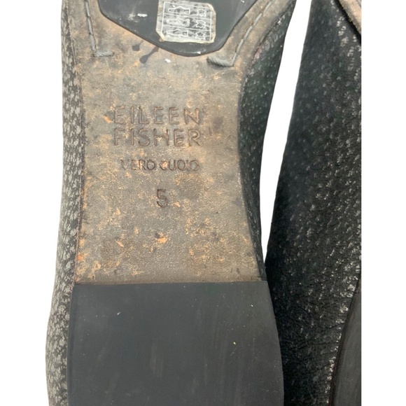 EILEEN FISHER Genuine All Around Leather Glamour Ballet Flats High Vamp US Sz 5 - Picture 8 of 9